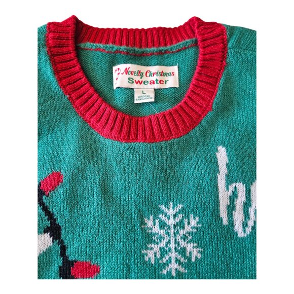 Novelty Ugly Christmas Sweater Crewneck Sz L - NWOT - Bottoms Up Santa Funny - Picture 5 of 7